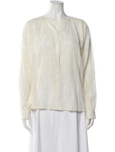 Pre-owned Mille Striped Long Sleeve Blouse In Neutral