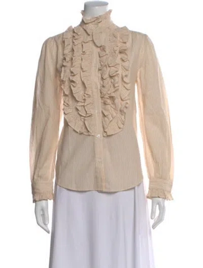 Pre-owned Mille Striped Long Sleeve Blouse In Neutral