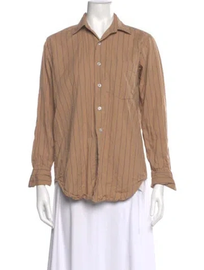 Pre-owned Mille Striped Long Sleeve Button-up Top In Neutral