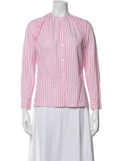 Pre-owned Mille Striped Long Sleeve Button-up Top In Pink