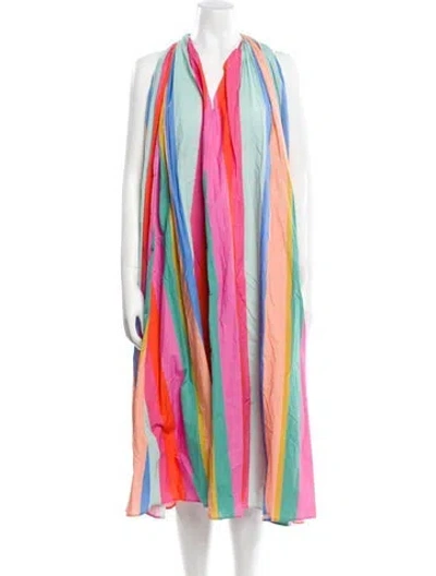 Pre-owned Mille Striped Midi Length Dress In Pink