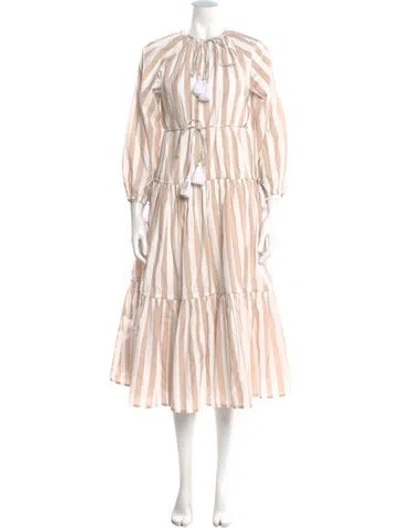 Pre-owned Mille Striped Midi Length Dress In Pink