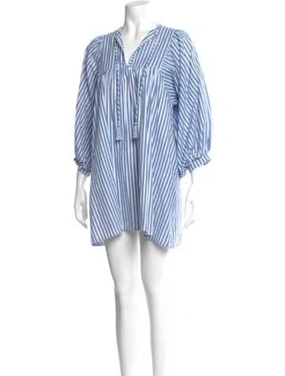 Pre-owned Mille Striped Mini Dress In Blue