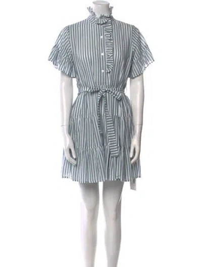 Pre-owned Mille Striped Mini Dress In White