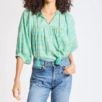 Mille Thalia V-neck Top In Ikat In Gray