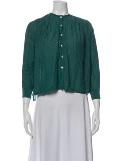 Pre-owned Mille Three-quarter Sleeve Top In Green