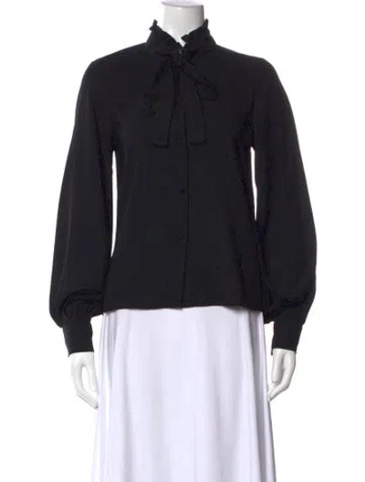 Pre-owned Mille Tie Neck Long Sleeve Blouse In Black