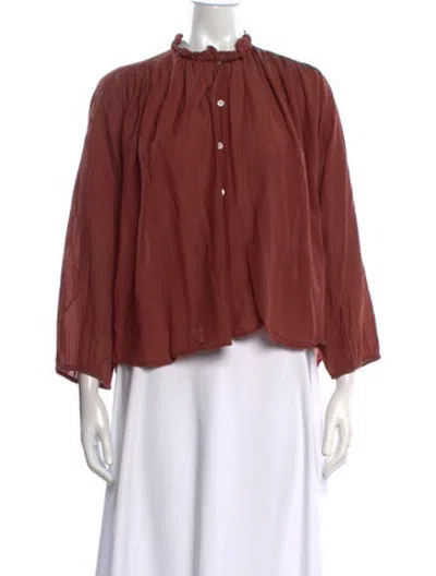 Pre-owned Mille Tie Neck Long Sleeve Top In Red
