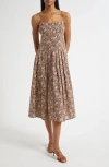 Mille Tully Floral Pleated Cotton Midi Sundress In Multi