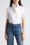 MILLE VANESSA RUFFLE DETAIL COTTON BLOUSE