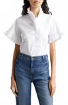 Mille Vanessa Ruffle Detail Cotton Blouse In White