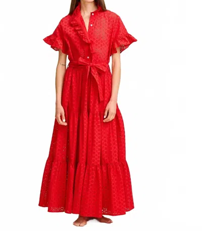 Mille Victoria Dress In Scarlet Eyelet In Red