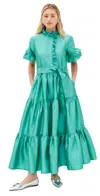 Mille Victoria Dress Jade Taffeta In Jade Taffeta