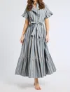 Mille Victoria Maxi Dress In Chambray Stripe In Multi