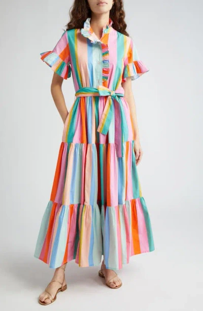 Mille Victoria Ruffle Front Dress In Confetti Stripe
