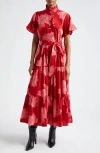 Mille Victoria Ruffle Front Dress In Crimson Floral