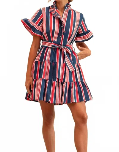 Mille Violetta Mini Dress In Sailing Stripe In Multi