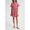Mille Violetta Ruffle Tie Waist Dress In Red Zinnia