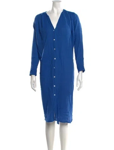 Pre-owned Mille V-neck Knee-length Dress In Blue