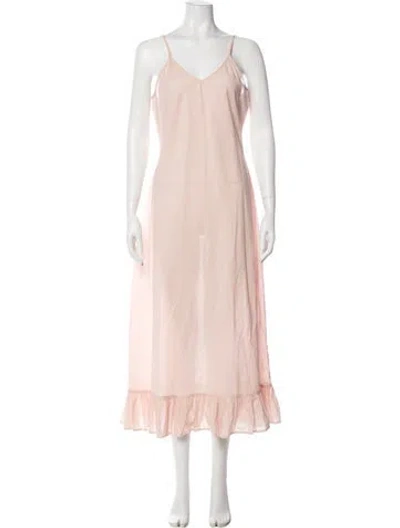 Pre-owned Mille V-neck Long Dress In Pink