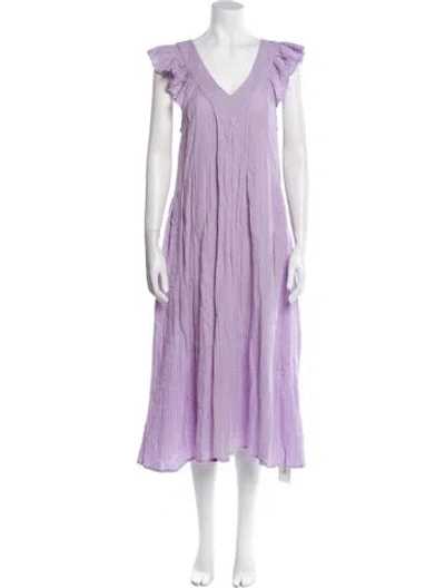Pre-owned Mille V-neck Long Dress In Purple
