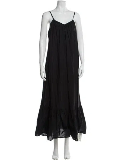 Pre-owned Mille V-neck Long Dress W/ Tags In Black