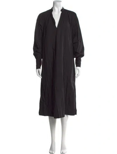 Pre-owned Mille V-neck Midi Length Dress In Black