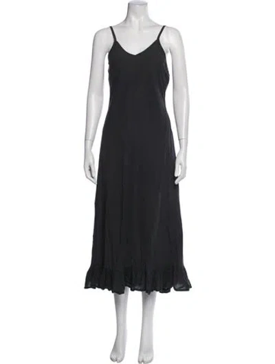 Pre-owned Mille V-neck Midi Length Dress In Blue