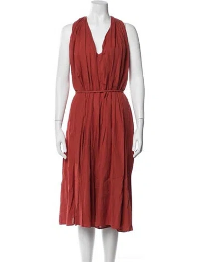 Pre-owned Mille V-neck Midi Length Dress W/ Tags In Orange