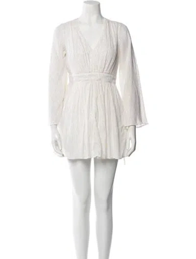 Pre-owned Mille V-neck Mini Dress In Neutral