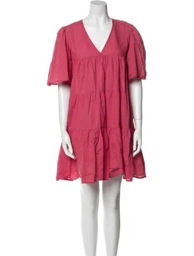 Pre-owned Mille V-neck Mini Dress In Red