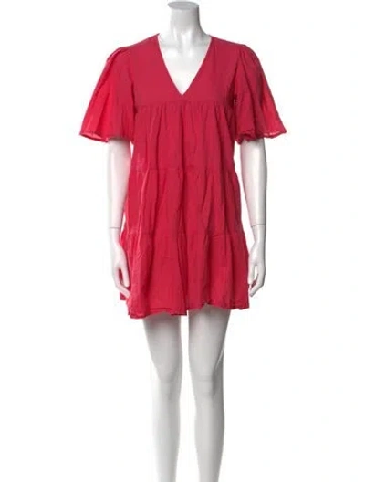 Pre-owned Mille V-neck Mini Dress In Red