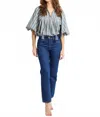 Mille Women's Charlie Top In Chambray Stripe In Blue