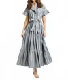 Mille Victoria Maxi Dress In Chambray Stripe In Gray