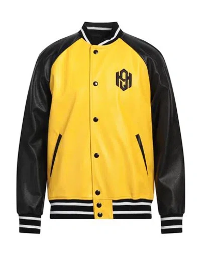 Mille900quindici Man Jacket Yellow Size Xl Polyurethane, Viscose, Cotton