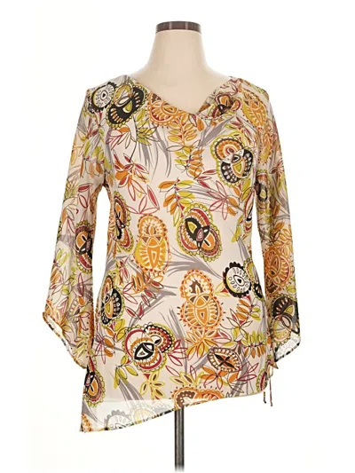 Pre-owned Millenium 3/4 Sleeve Blouse In Ivory