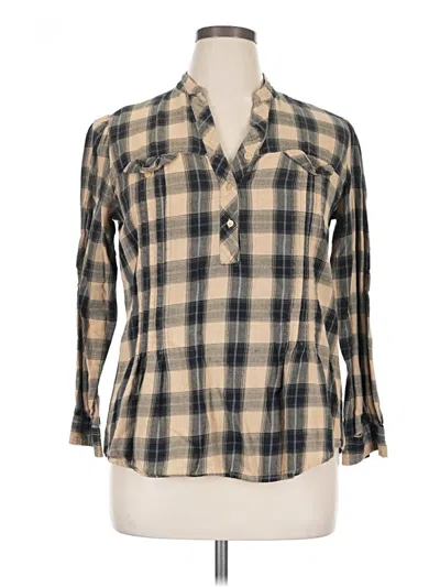 Pre-owned Millenium 3/4 Sleeve Button Down Shirt In Tan