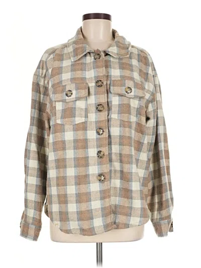 Pre-owned Millenium Long Sleeve Blouse In Tan