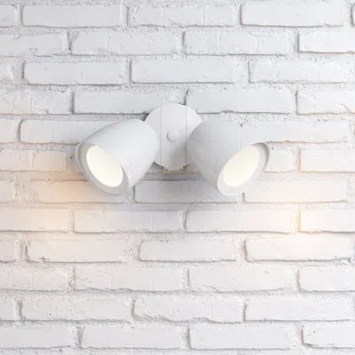 Millennium Lighting 20 Watt 2 - Head Led Hardwired Outdoor Security Flood Light In Matte White