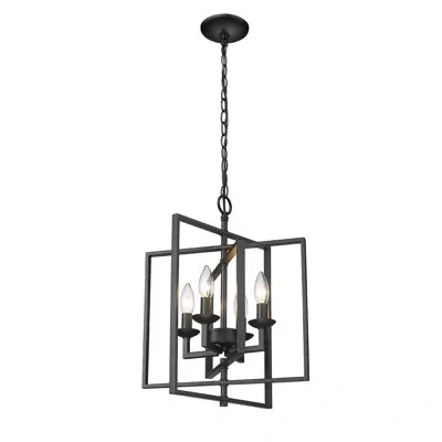 Millennium Lighting 4 - Light 14" Wide Lantern Square Pendant In Matte Black