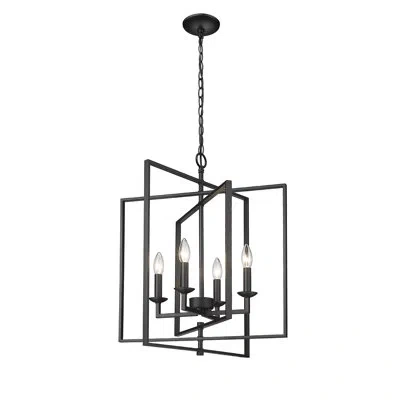 Millennium Lighting 4 - Light 20" Wide Lantern Square Pendant In Matte Black
