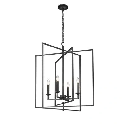 Millennium Lighting 4 - Light Lantern Square Pendant In Matte Black