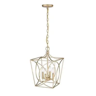 Millennium Lighting 4 - Light Lantern Square Pendant In Modern Gold