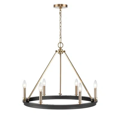 Millennium Lighting 5 Light 25 In. Matte Black Modern Gold Chandelier In Gold;matte Black