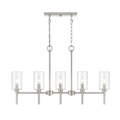 Millennium Lighting 5 - Light Kitchen Island Classic / Traditional Chandelier With Clear Beveled Glass In Brushed Nickel