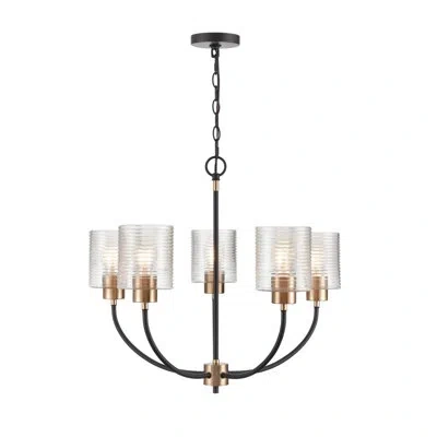 Millennium Lighting 5 - Light Shaded Classic / Traditional Chandelier In Gold;matte Black