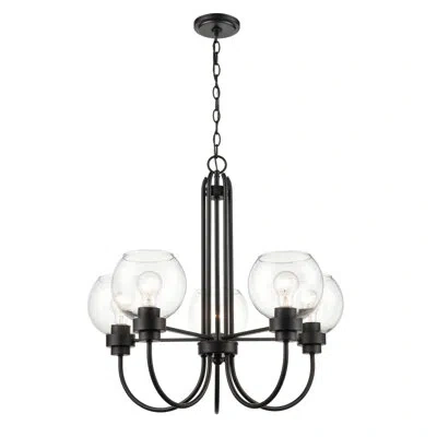 Millennium Lighting 5 - Light Shaded Wagon Wheel Chandelier