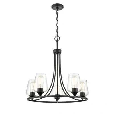 Millennium Lighting 5 - Light Unique / Statement Wagon Wheel Chandelier In Black