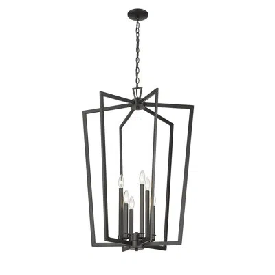 Millennium Lighting 6 - Light Lantern Geometric Pendant In Black