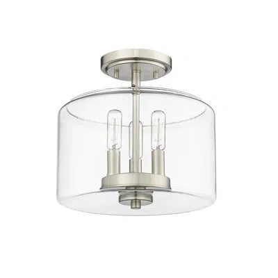 Millennium Lighting Asheville 3 - Light 10.6" Tall Flush Mount In Brushed Nickel